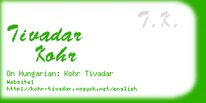 tivadar kohr business card